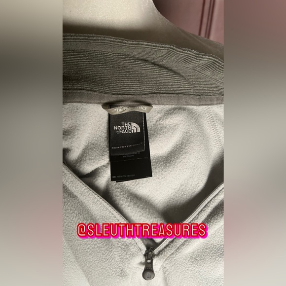The North Face Womens Fleece 1/4 Zip Jacket Light Gray Long Sleeve Size S Logo - Picture 8 of 9